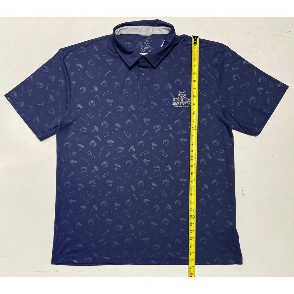 Swannies Golf Polo 2XL Mens Navy Kingdom Partners Tournament Pattern